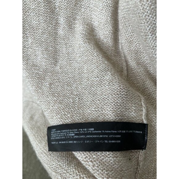 Theory Linen-Cashmere Open Cardigan in Cream Tan Size Large Duster - Picture 7 of 8